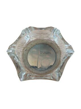 Vtg 1939 New York Worlds Fair Glass Ashtray Trylon and Perisphere Design 4.5 in